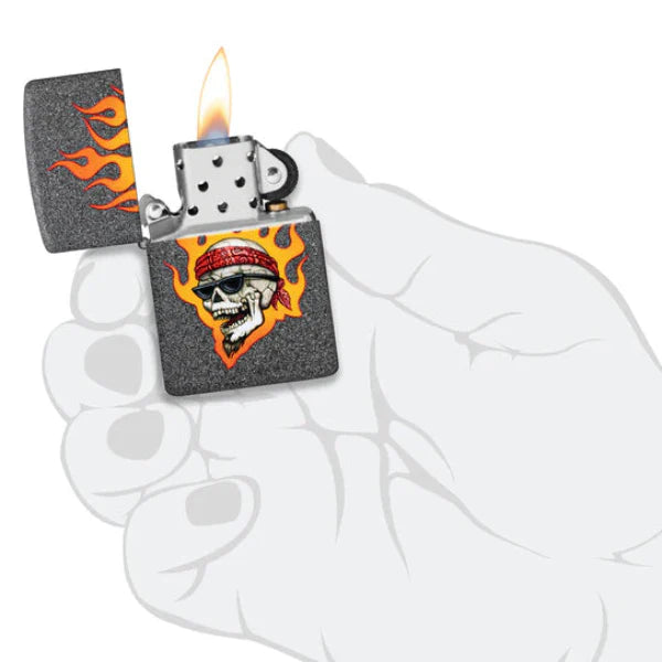 Zippo Rietveld Flaming Skull Lighter