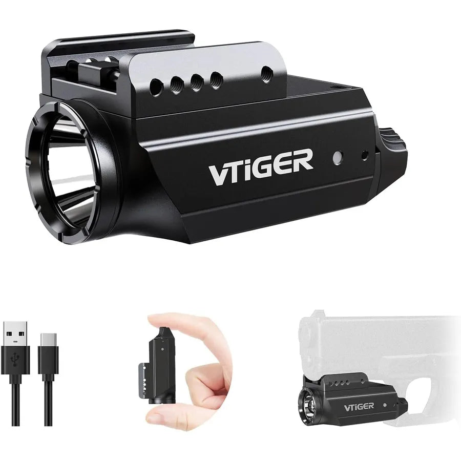 VTiGER - PL1 Oppladbar og Kompakt Lykt til Pistol - 1000 Lumen - 21mm Montasje
