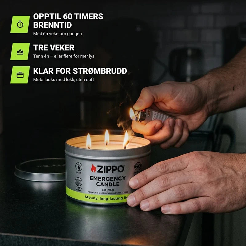 Zippo Nødlys / Beredskapslys - 60 Timer Brenntid
