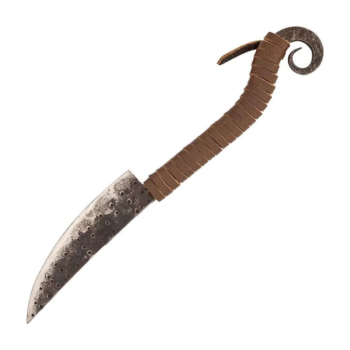 Håndsmidd Middelalderkniv med Slire – Karbonstålblad og Lærhåndtak