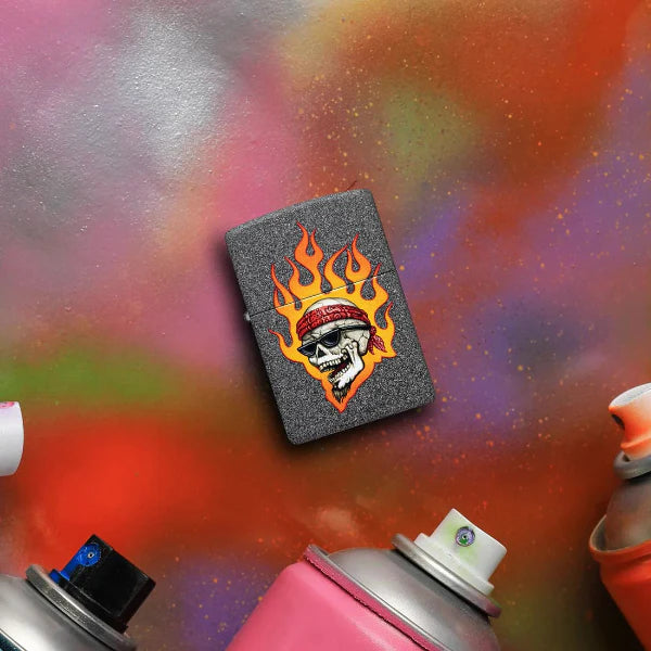 Zippo Rietveld Flaming Skull Lighter