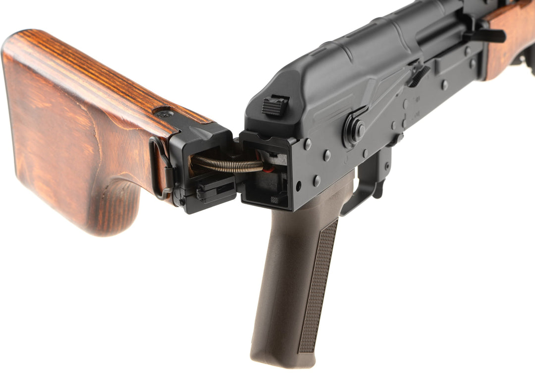 Cyma CM052S RPK-74S Full Metal Elektrisk Softgun - Sort/Brun - foldemekanisme for kolbe