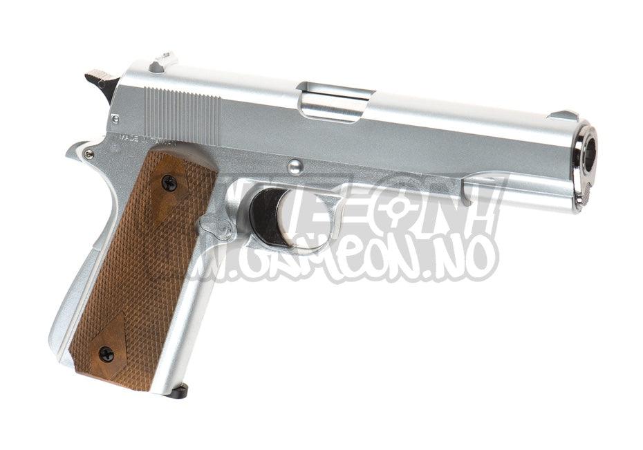 HFC - M1911 Gassdrevet Softgun Pistol uten Blowback - Sølv - gameon.eu