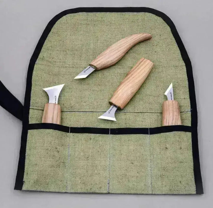 Karveskurd Knivett med 4stk Kniver og Etui - Game-On.no