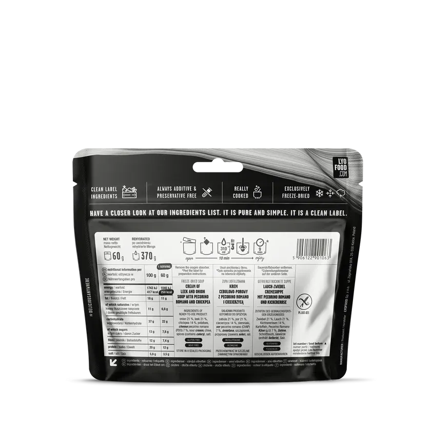 LYOFOOD Creamy Leek & Onion Soup – Glutenfri kremet suppe for tur - Game-On.no