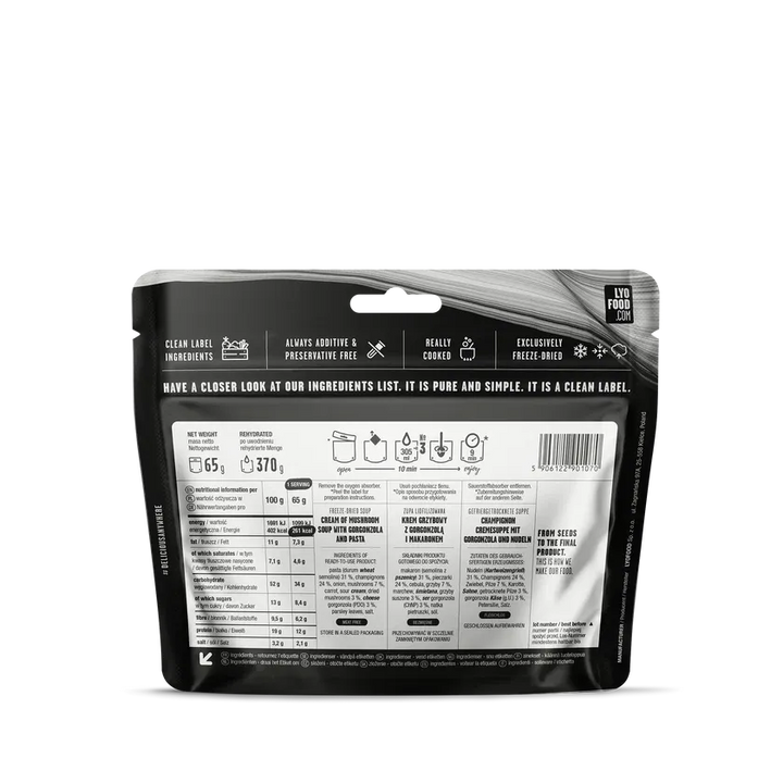 LYOFOOD Creamy Mushroom Soup – Glutenfri kremet soppsuppe for tur - Game-On.no