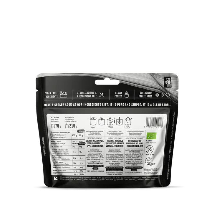 LYOFOOD Eple- og kanelgrøt – Glutenfri frokost med naturlige ingredienser - Game-On.no