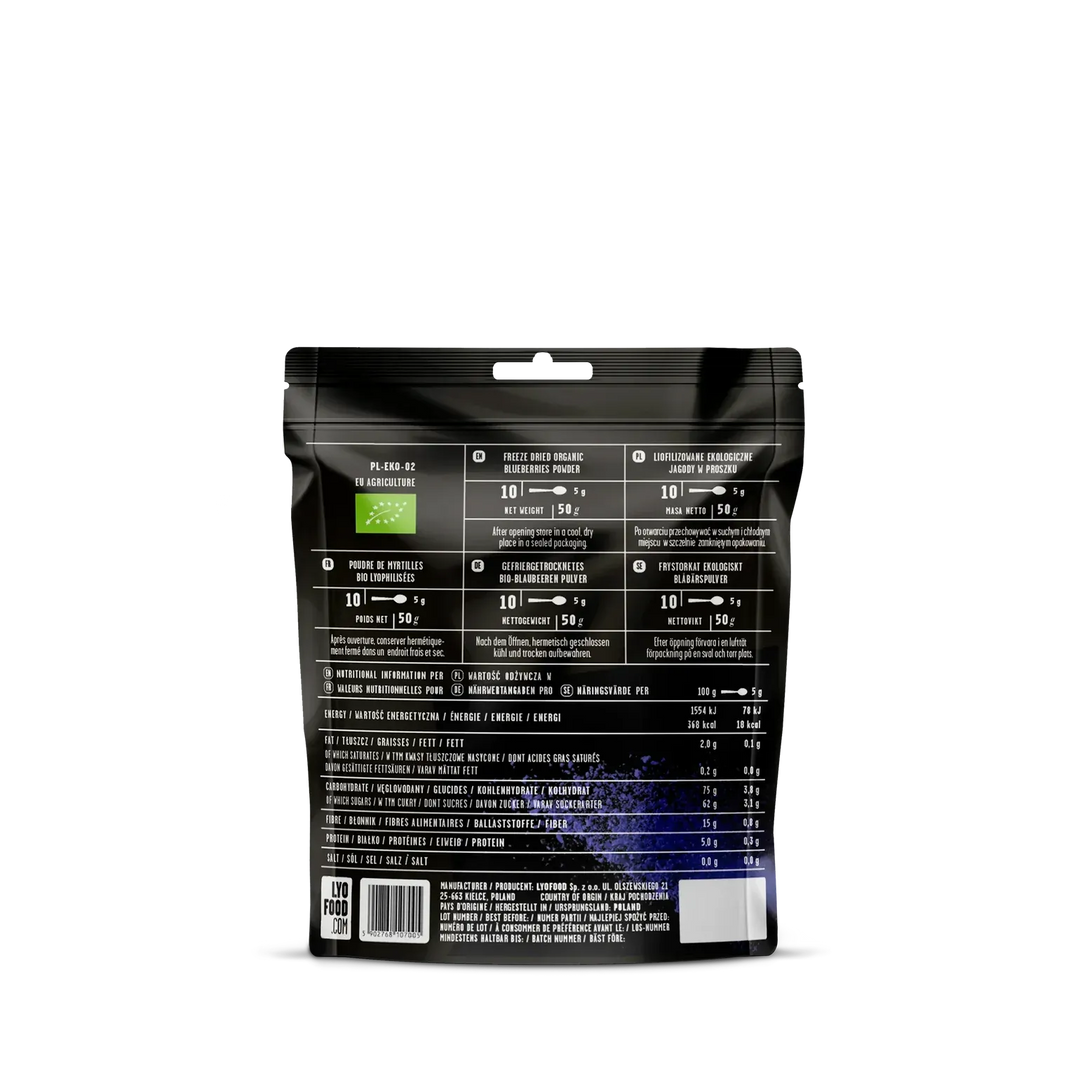 LYOFOOD Økologisk Blåbærpulver – Superfrukt for smoothie, frokost og baking - Game-On.no