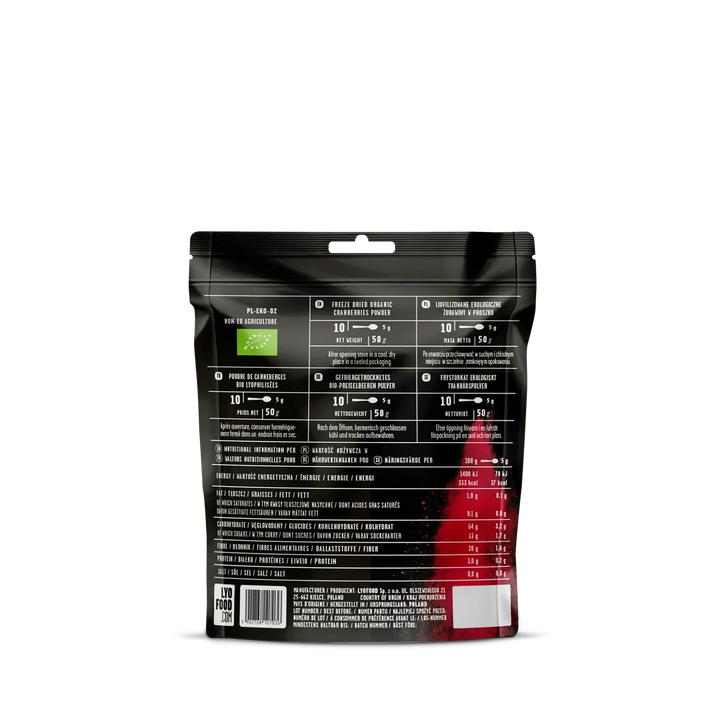 LYOFOOD Økologisk Tranebærpulver – Superfrukt for smoothie og grøt - Game-On.no