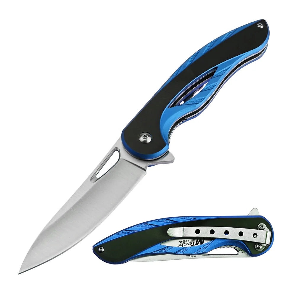 EDC Fine Edge Pivot Folding Knife with Belt Clip