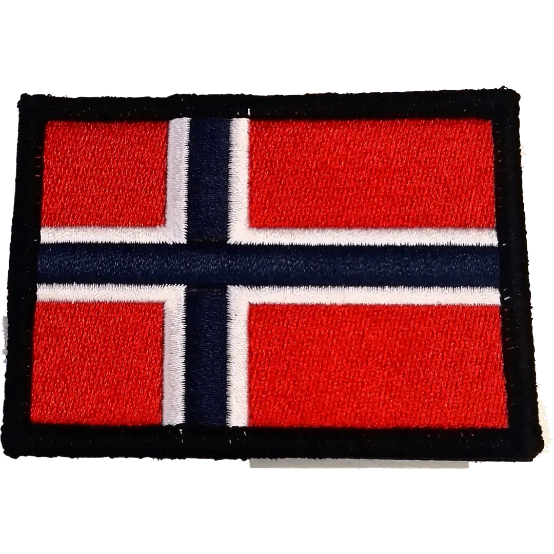 Patch - Brodert Norsk flagg med sort kant - Game-On.no