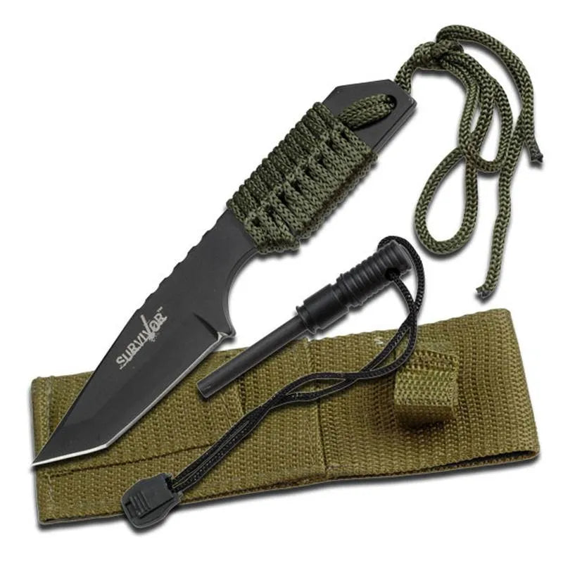 Survivor Outdoor Knife with Firestarter - Black