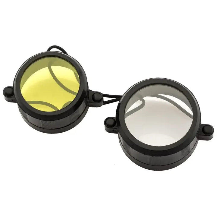 Linsebeskyttere i gult og klart glass som følger med RTI 2,5-10x42