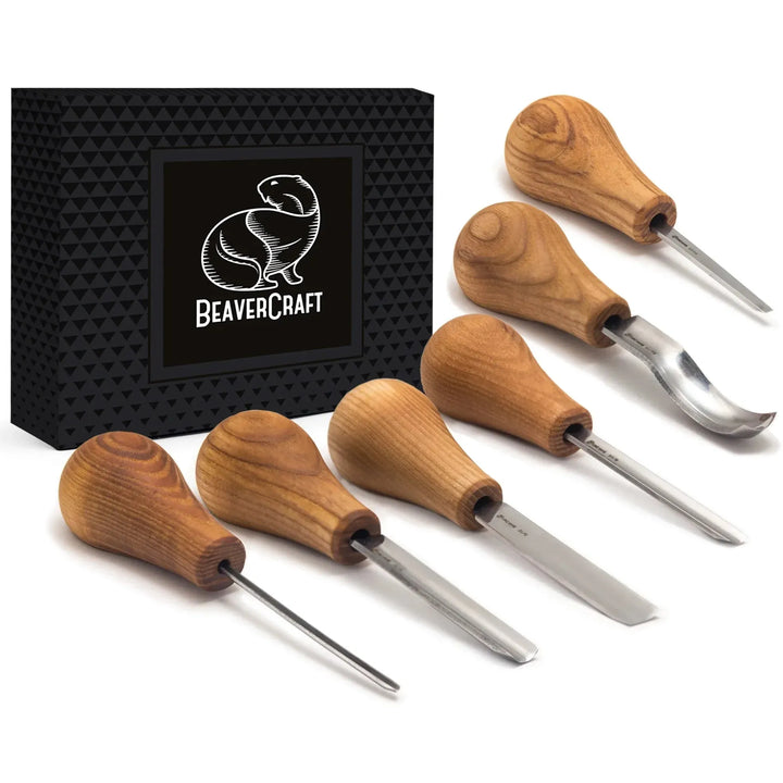 SC05 – Stemjernsett for Treskjæring - Sett med 6stk Kniver - Game-On.no