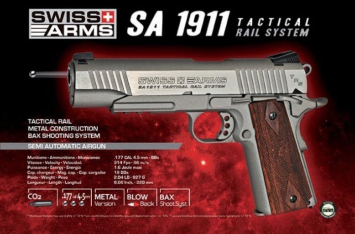 Swiss Arms - 1911 MRP Luftpistol med Blowback - 4.5mm BB - Game-On.no