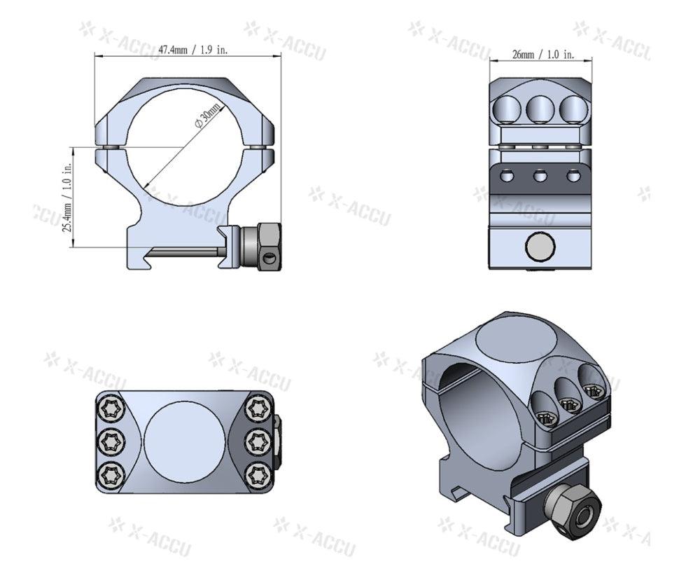 Vector Optics - Heavy-Duty Montasjeringer - Ø30mm - 21mm - Kort - gameon.eu