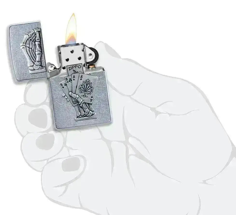 Zippo Lighter - 3D Dead Mans Hand Design - Game-On.no