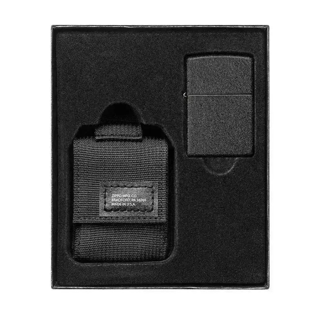 Zippo Lighter - Crackle Lighter og Taktisk Lomme PAKKE - Svart - Game-On.no