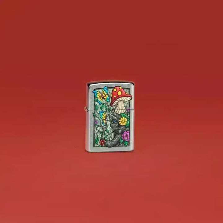 Zippo Lighter - Freaky Nature Design - Brushed Chrome - Game-On.no