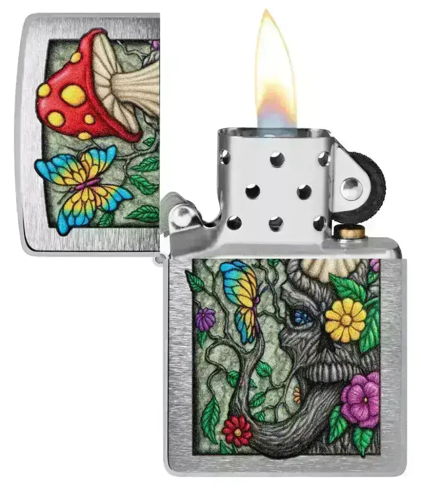 Zippo Lighter - Freaky Nature Design - Brushed Chrome - Game-On.no