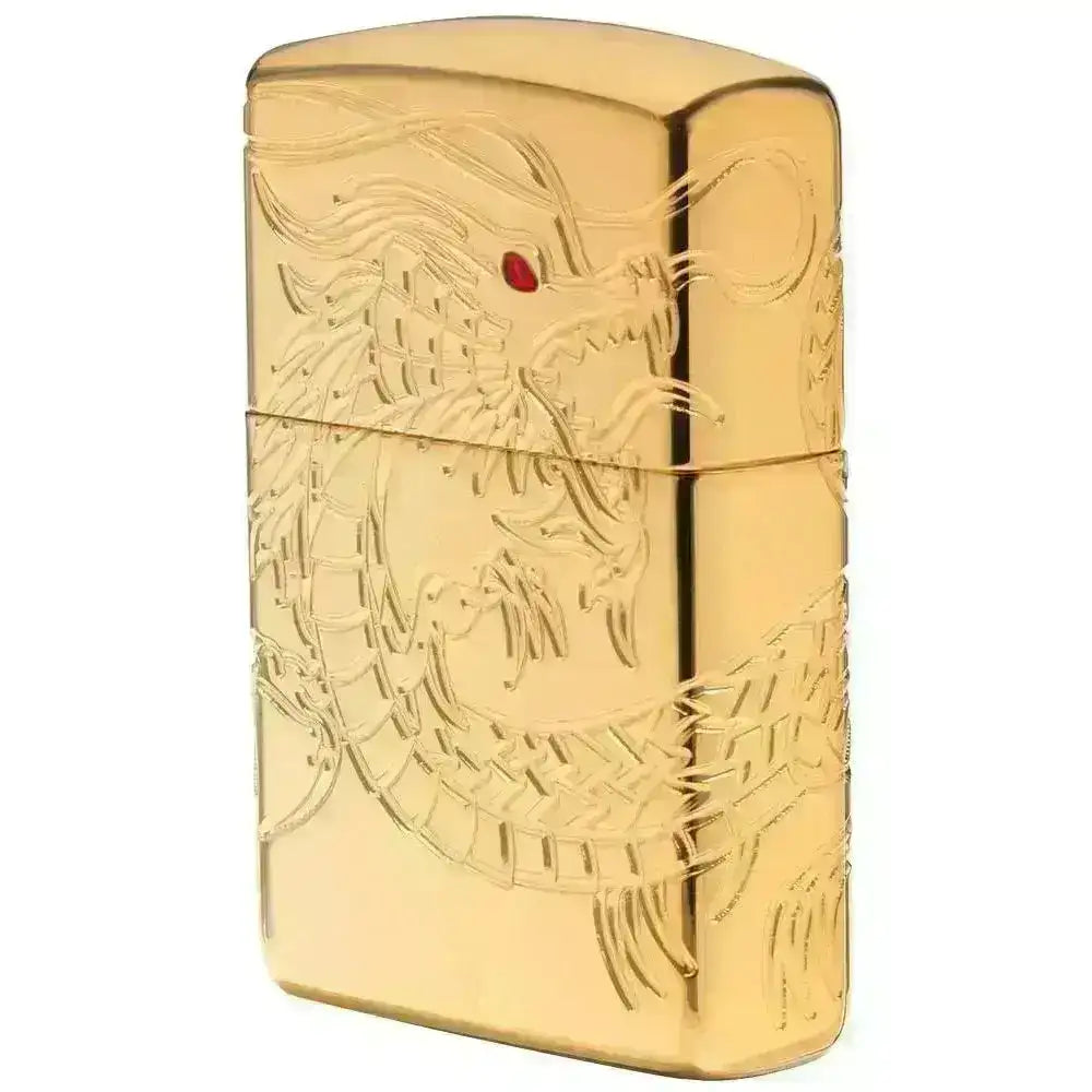 Zippo Lighter - Red Eyed Dragon - 360 Degree Gold-Plate Limited - Lighte - Game-On.no