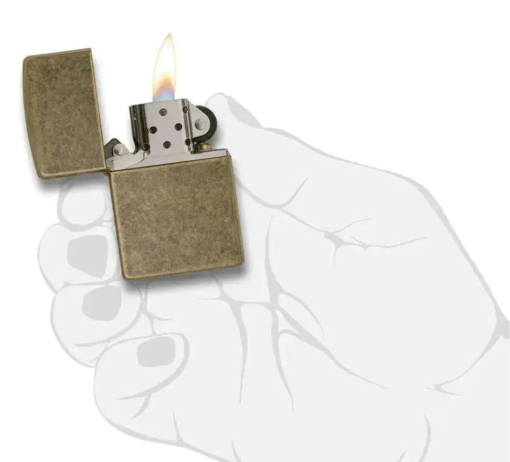 Zippo - Plain Antique Brass - Game-On.no