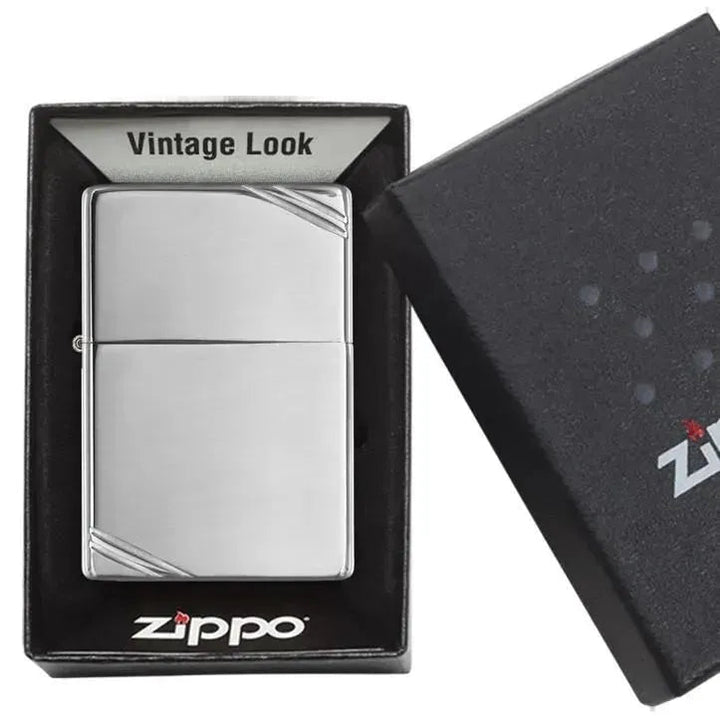 Zippo - Vintage Høypolert Krom med Skråstreker - Game-On.no